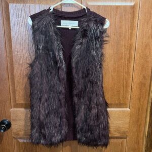 Esley Collection Burgundy Faux Fur Vest